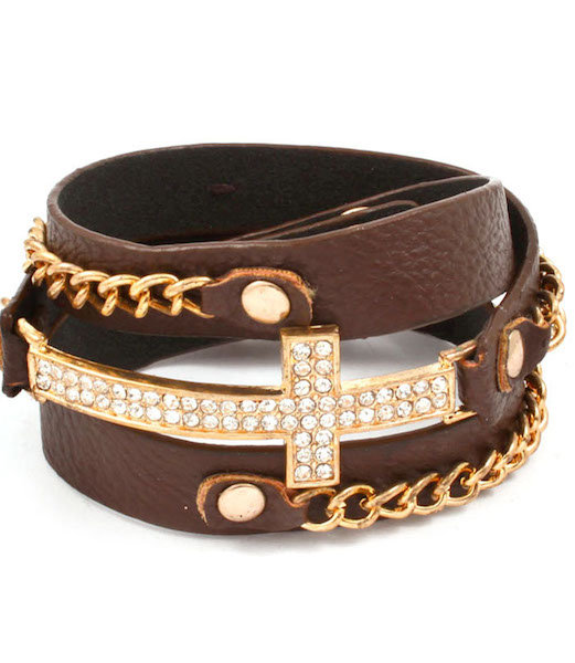 1301_icon_cross_and_chain_wrap_bracelet_brown_gold